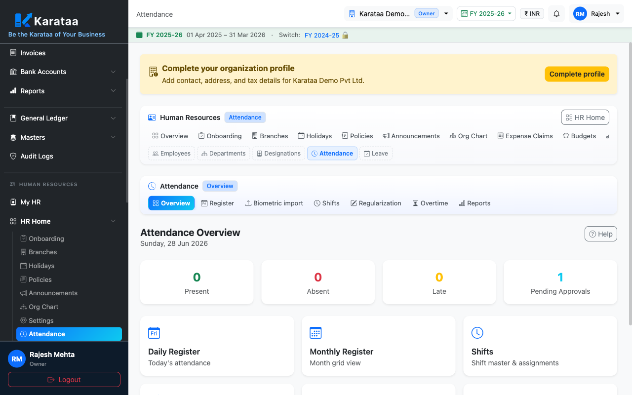 Attendance dashboard